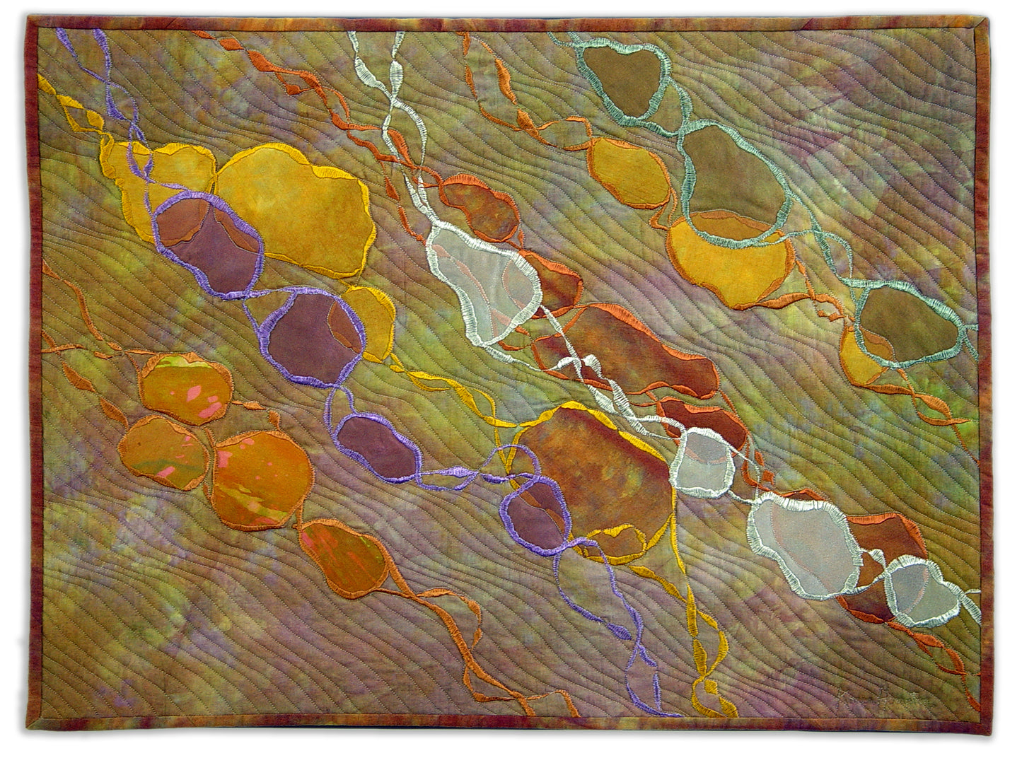 Babbling Brook - A one-of-a-kind Fiber Art Quilt by KAREN HAMPTON