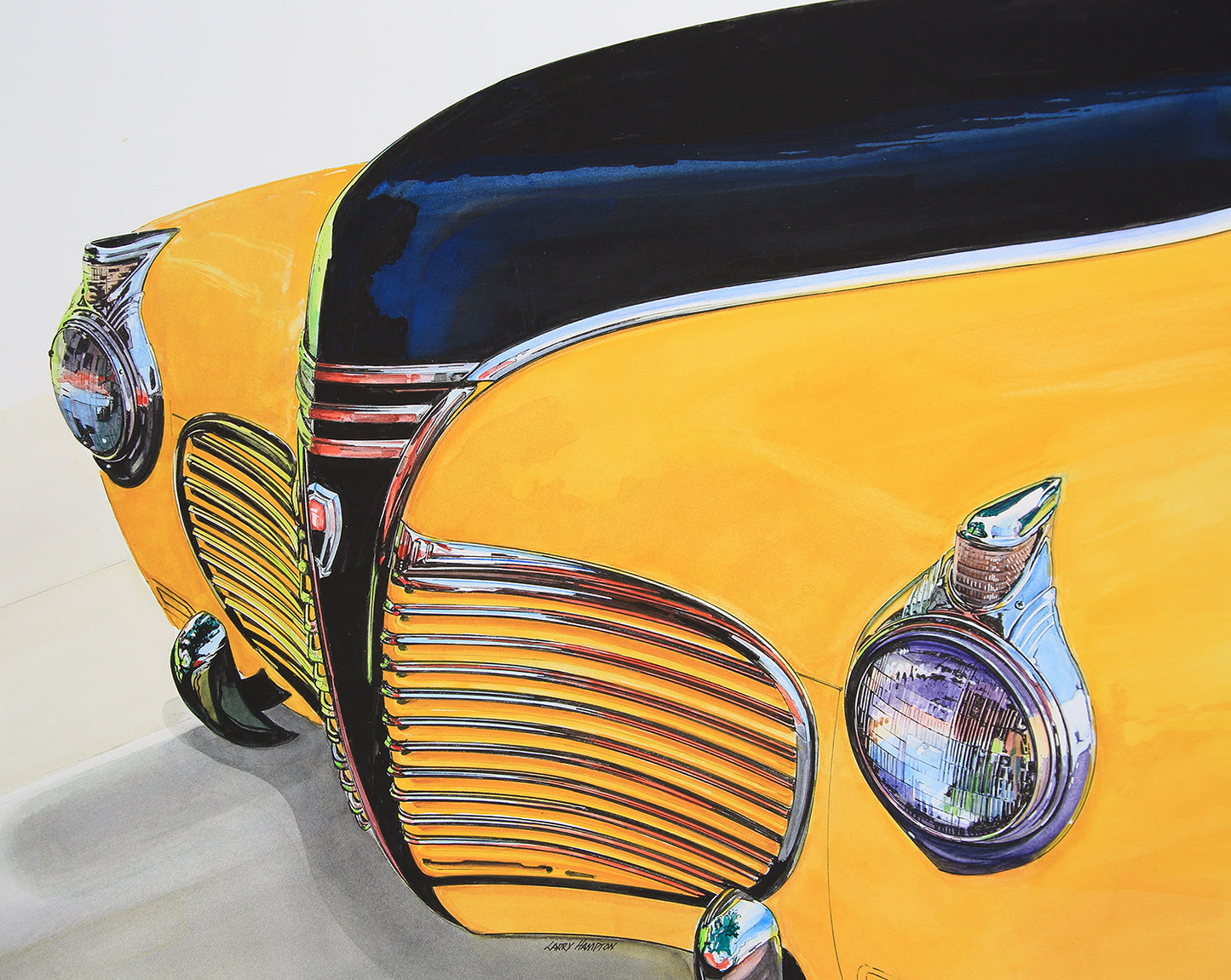 Bumble Bee - Nostalgic Hot Rod Watercolor Fine Art Print by Larry Hampton