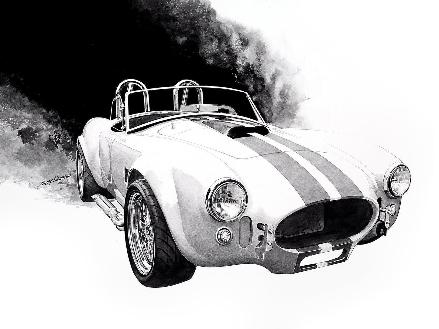 Cobra - Nostalgic Hot Rod Watercolor Fine Art Print by Larry Hampton