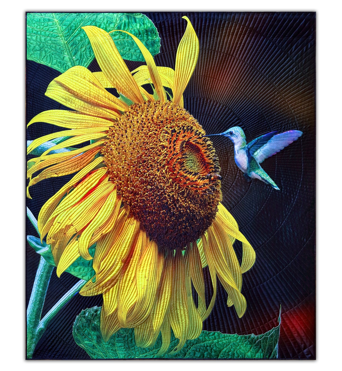 Flower Power - A one-of-a-kind Fiber Art Quilt by KAREN & LARRY HAMPTON