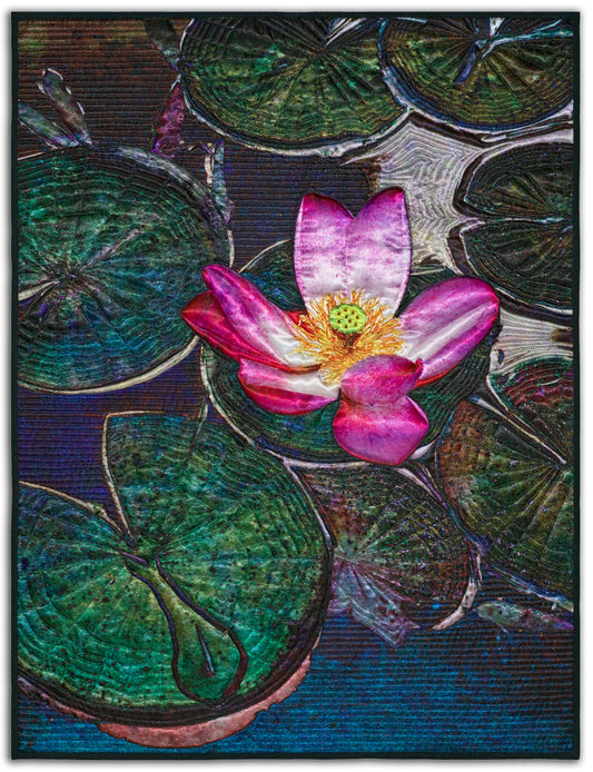 My Pad or Yours? - A one-of-a-kind Fiber Art Quilt by KAREN HAMPTON