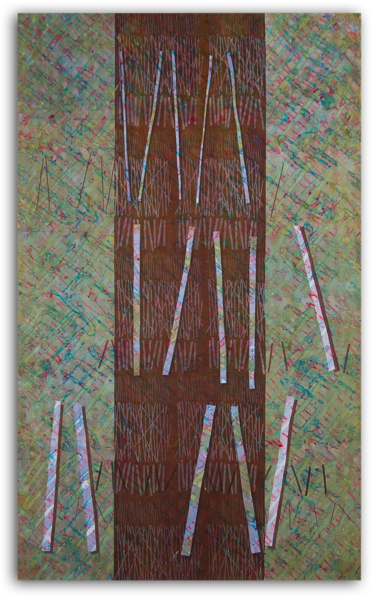 Pick Up Sticks - A one-of-a-kind Fiber Art Quilt by KAREN HAMPTON