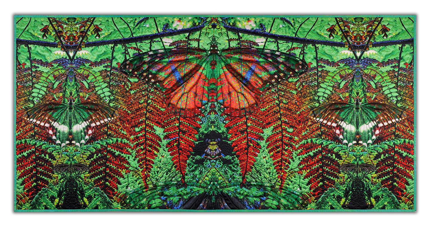 Rainforest Morph - A one-of-a-kind Fiber Art Quilt by KAREN HAMPTON
