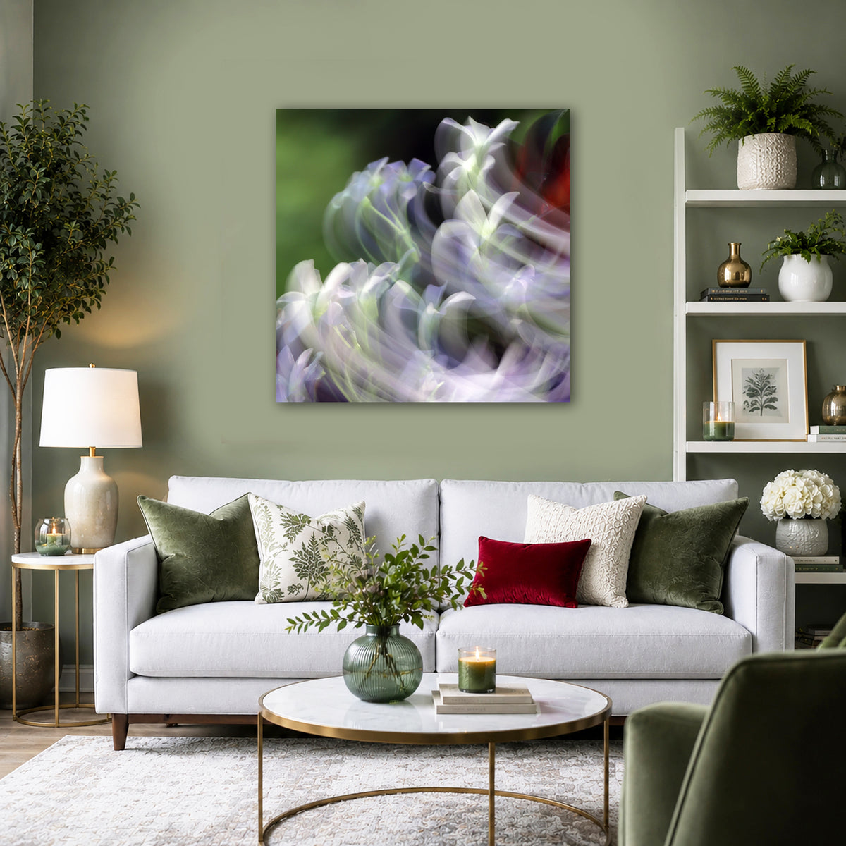 Floral Wave – White Petals Impressionist Canvas Art Print