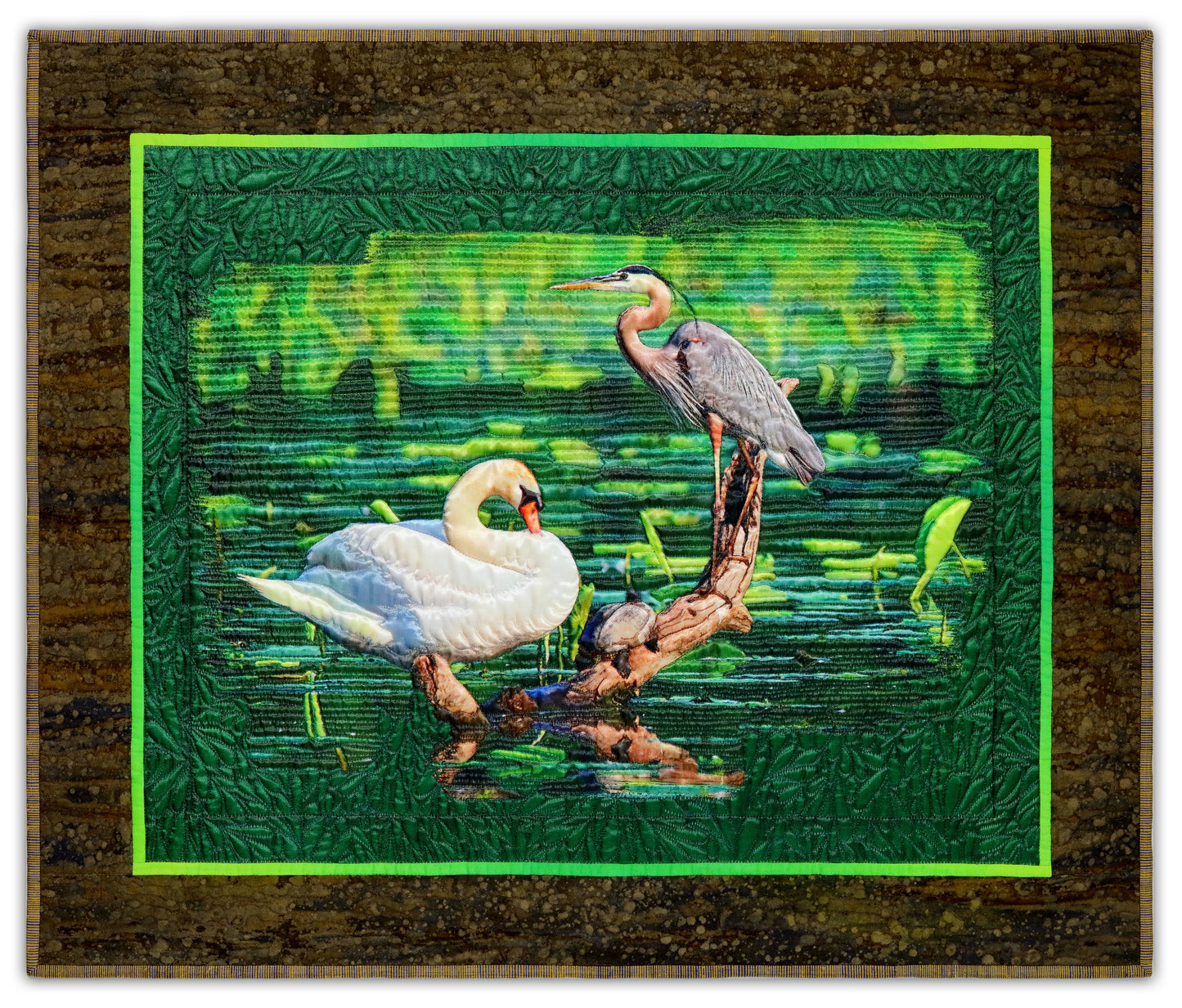 Unlikely Trio - Bird Watch Wall Quilt by Karen & Larry Hampton