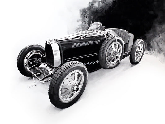 Bugatti Type 25 - Classic Car Watercolor Fine Art Print by Larry Hampton
