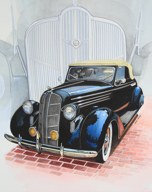 Dodge Brothers - Nostalgic Auto Watercolor Fine Art Print by Larry Hampton