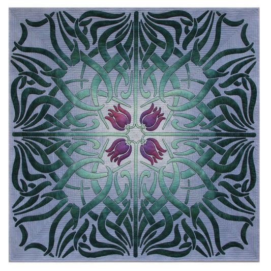 Fritillaria Fulcrum, - A one-of-a-kind Fiber Art Quilt by KAREN HAMPTON