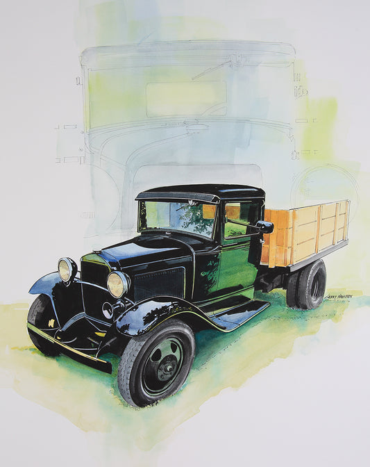 Farm Boy - Nostalgic Truck Watercolor Fine Art Print by Larry Hampton