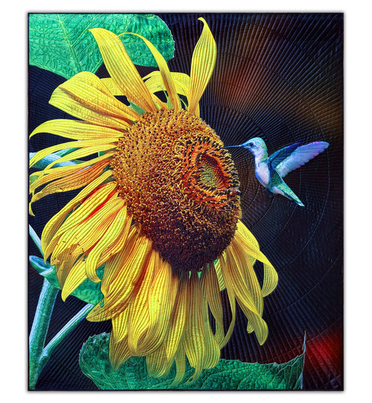 Flower Power - A one-of-a-kind Fiber Art Quilt by KAREN & LARRY HAMPTON
