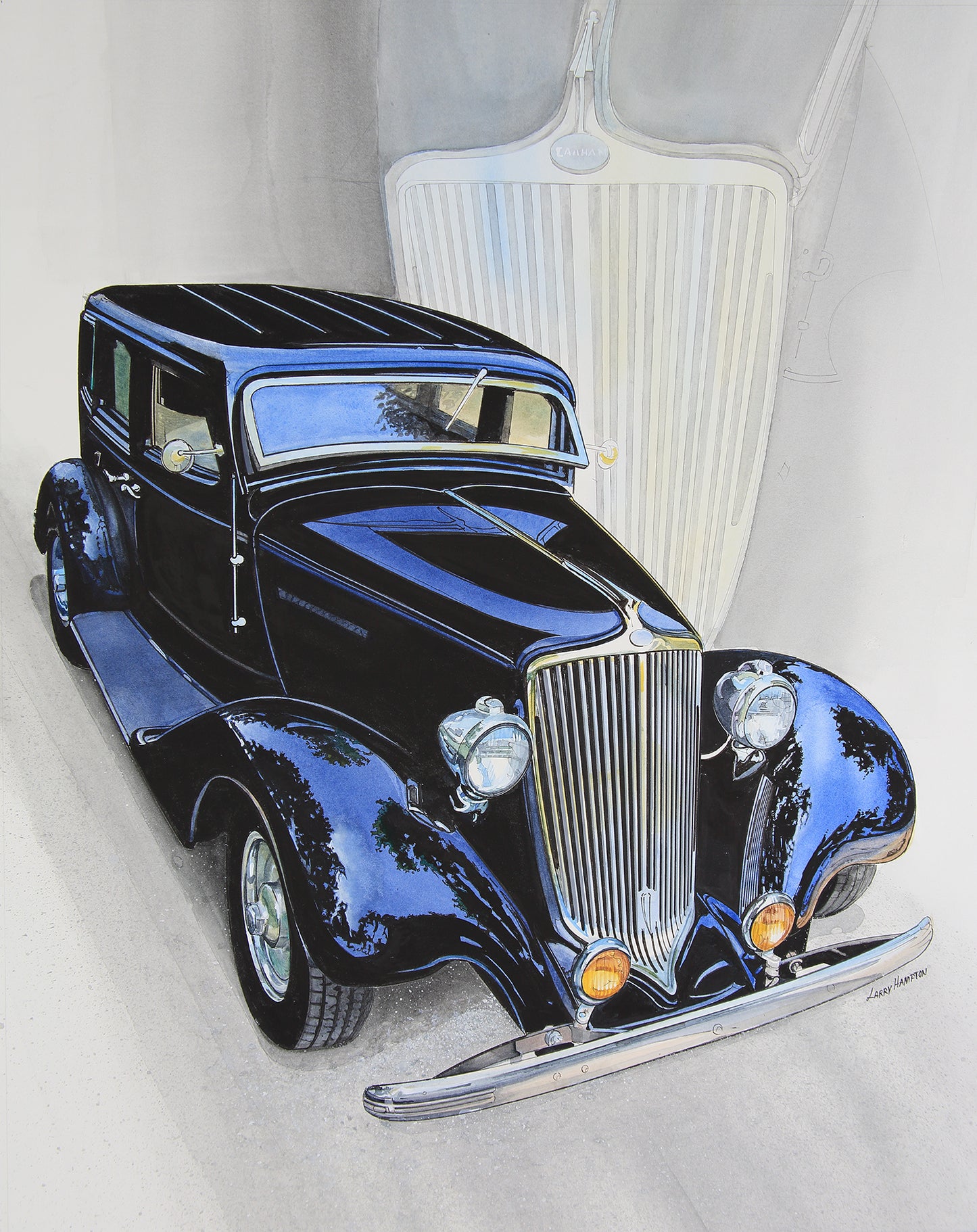 Graham - Nostalgic Hot Rods Watercolor Fine Art Print by Larry Hampton