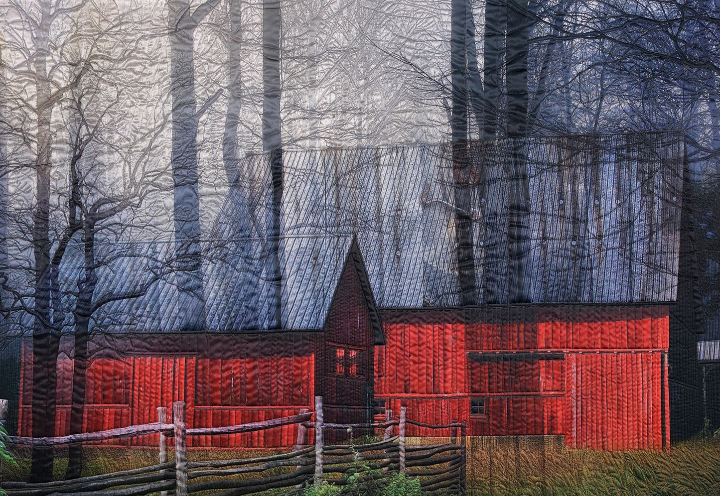Into The Mist - A one-of-a-kind Fiber Art Quilt by KAREN & LARRY HAMPTON