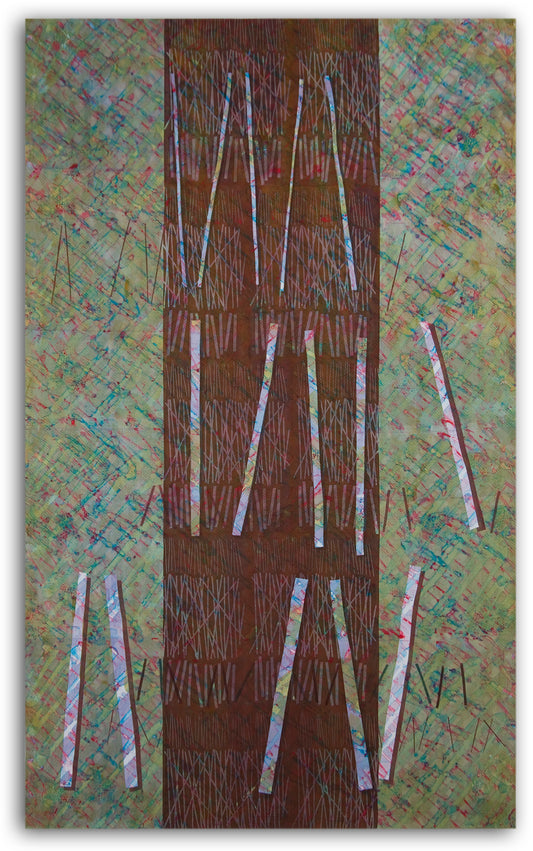 Pick Up Sticks - A one-of-a-kind Fiber Art Quilt by KAREN HAMPTON