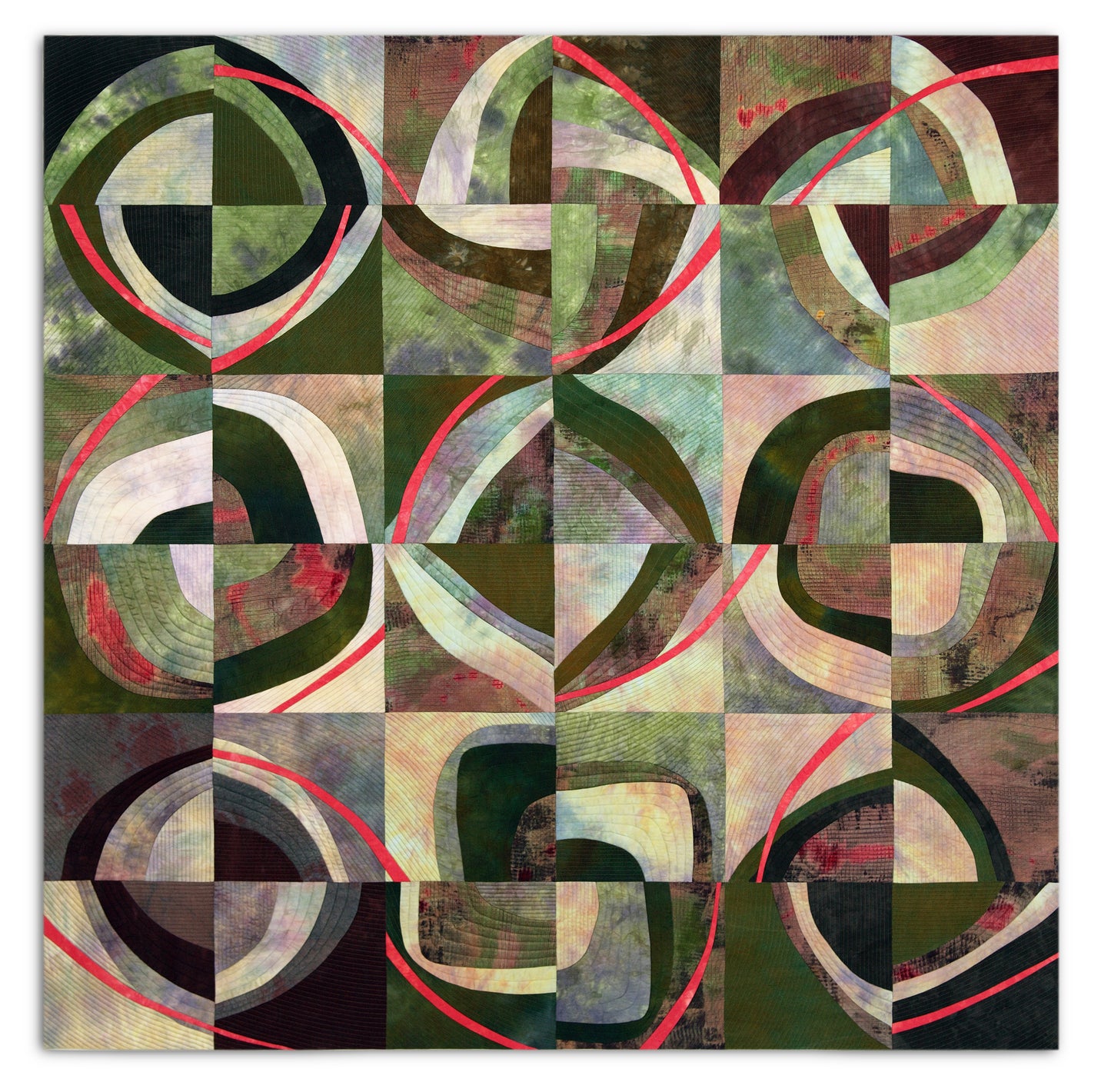 Rhubarb - A one-of-a-kind Fiber Art Quilt by KAREN HAMPTON