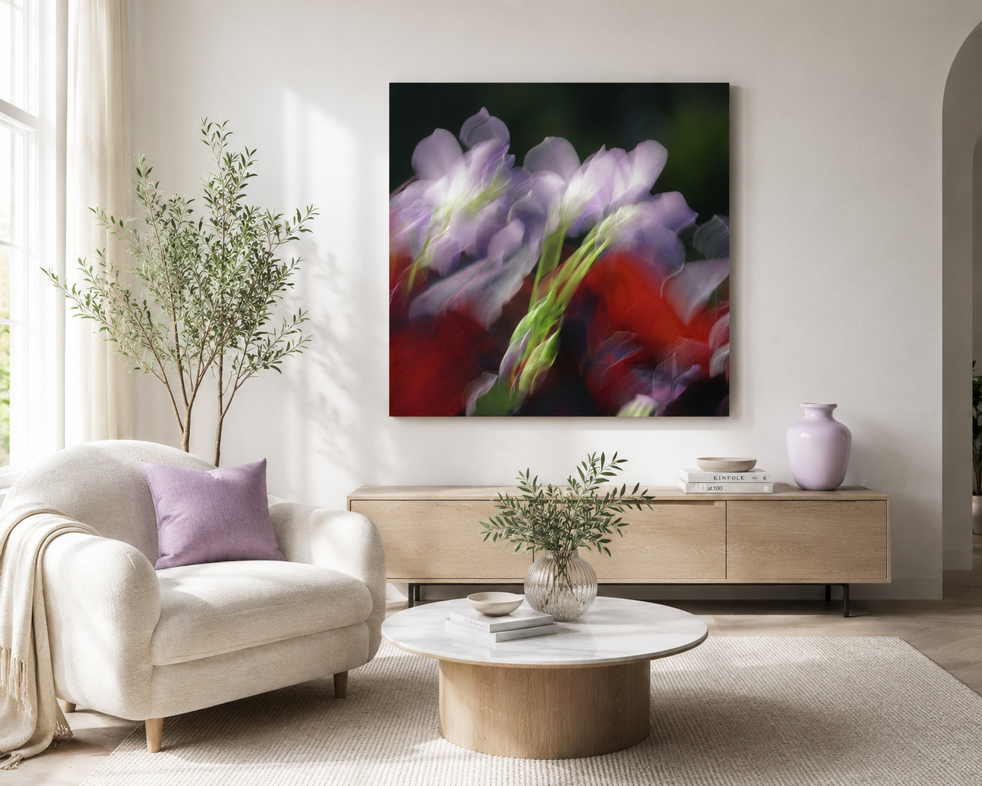 Gentle Unfurling – Purple Shamrock Impressionist Canvas Art Print