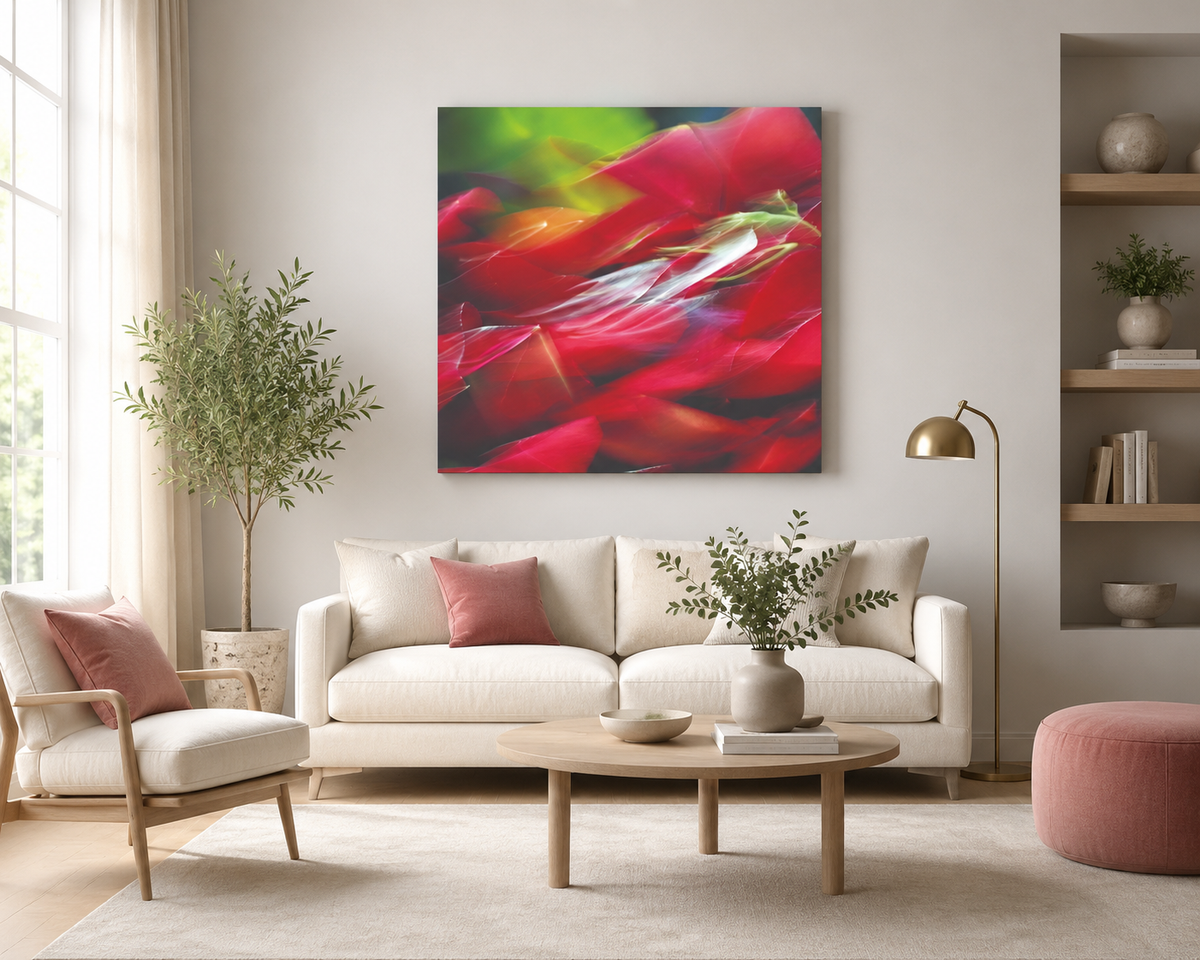 Maroon Mirage – Triangle Shamrock Impressionist Canvas Art Print