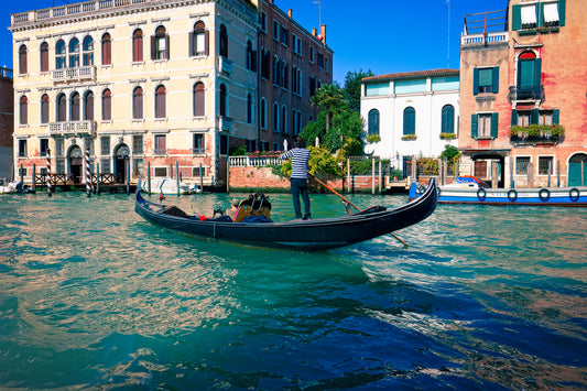 Gondolas of Venice by LARRY HAMPTON