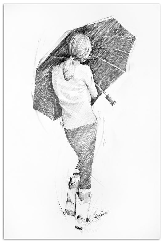 Fashion Stylish Woman with Umbrella. Fashion Girl with Blonde Hair. Sketch.  Fashion Model with Umbrella Stock Vector - Illustration of rain, elegant:  95365328